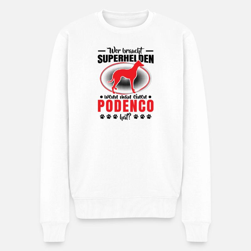 Podenco est mon héros Lévrier espagnol - Pull Premium bio Homme - blanc