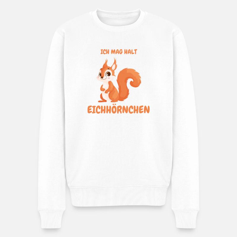 Ich mag halt Eichhörnchen Cartoon Motiv - Männer Premium Bio Pullover - Weiß