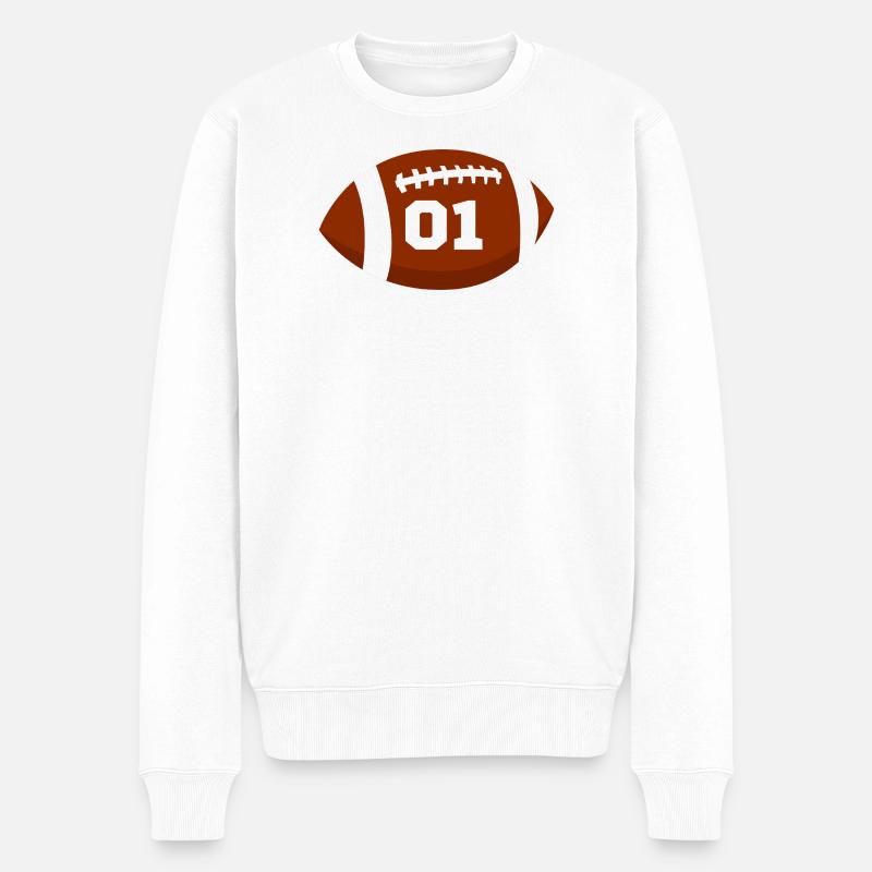 Nummer 1 Rugby - 1. Rugby-Jubiläum - Männer Premium Bio Pullover - Weiß