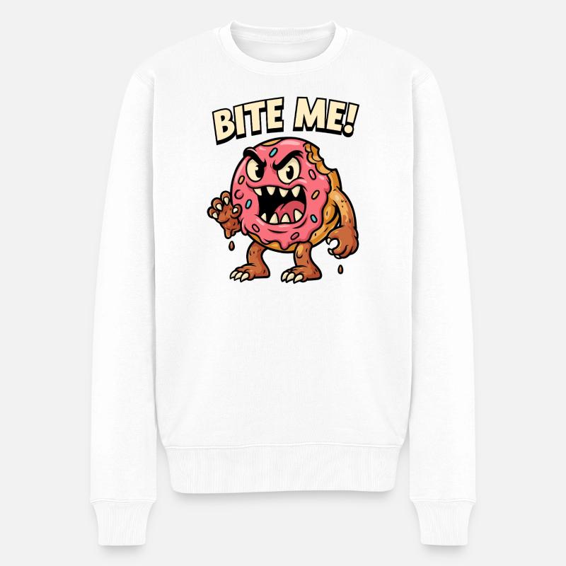 Illustration de monstre de beignet vif - Pull Premium bio Homme - blanc