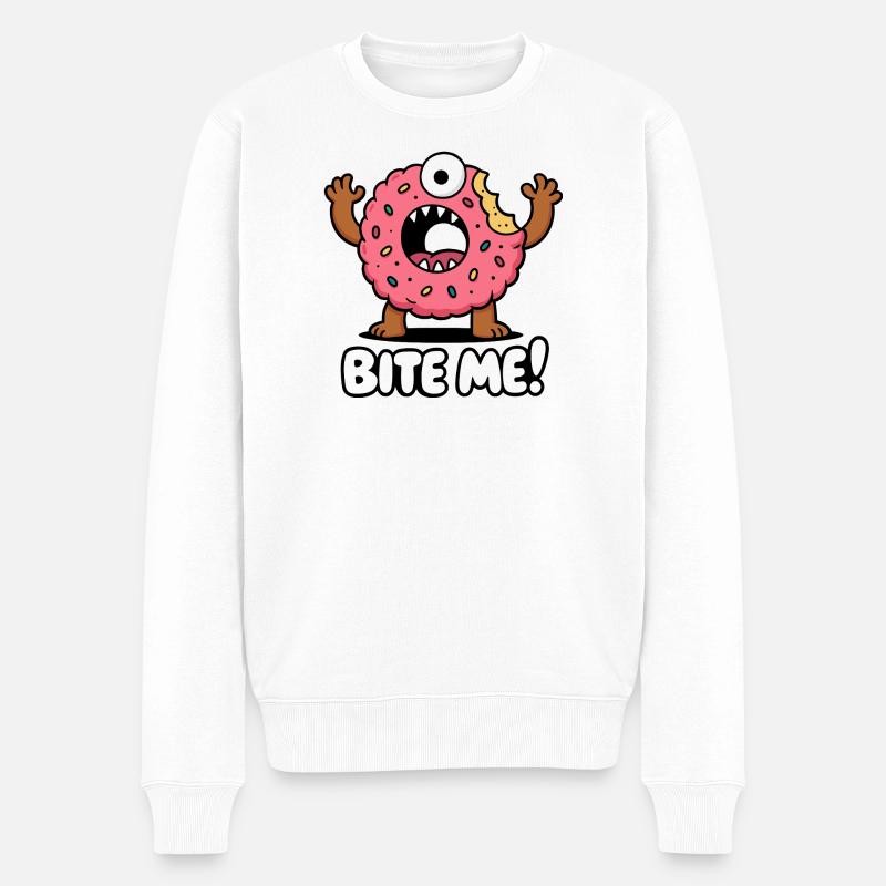 Donut-Monster mit Monsterblick - Männer Premium Bio Pullover - Weiß