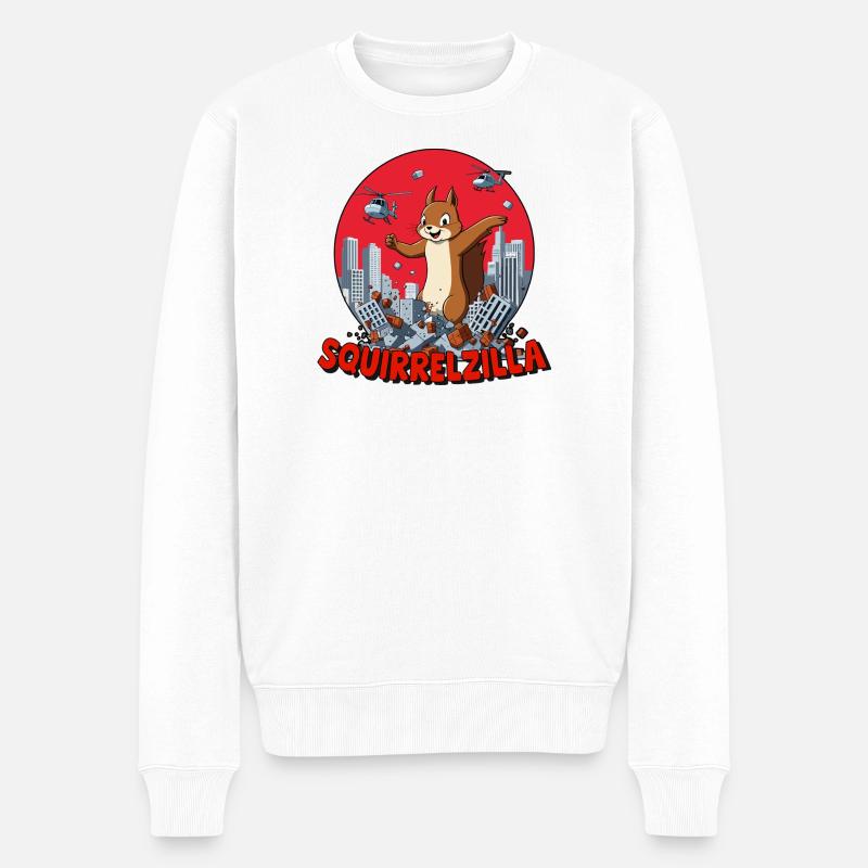 Squirrelzilla: Geschäftige städtische Zerstörung - Männer Premium Bio Pullover - Weiß