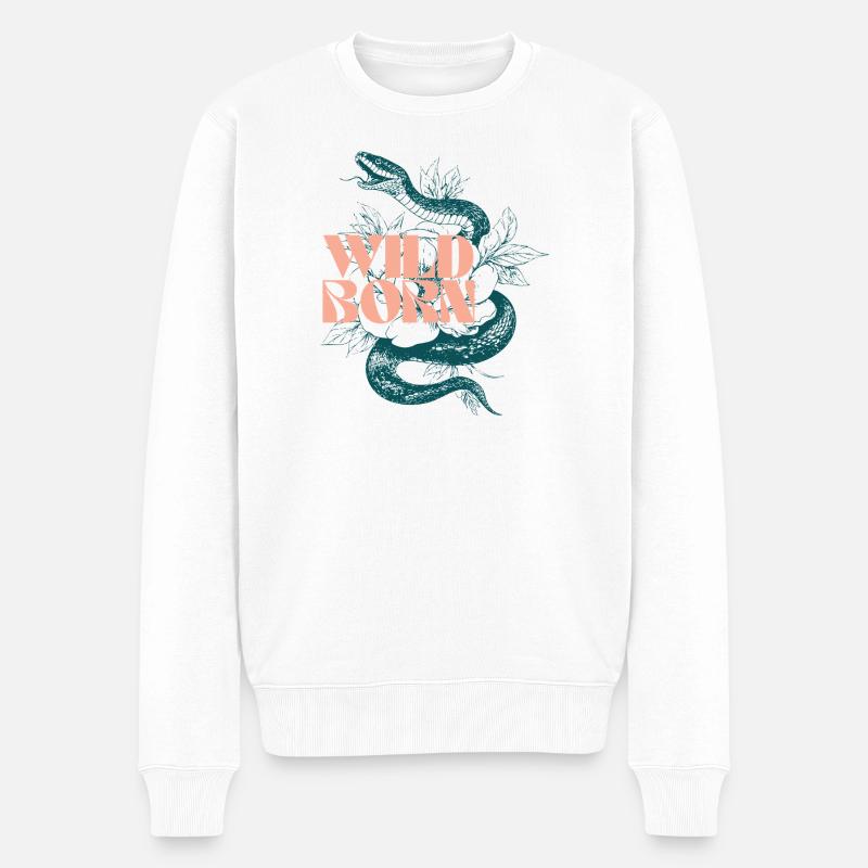 Illustration de serpent né sauvage - Pull Premium bio Homme - blanc