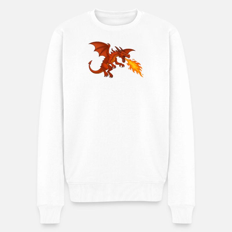 Dragon cracheur de feu - Illustration - Pull Premium bio Homme - blanc