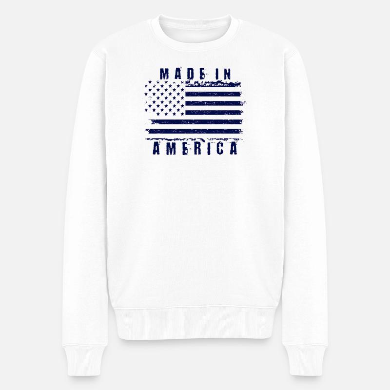 Drapeau américain avec texte stylisé - Pull Premium bio Homme - blanc