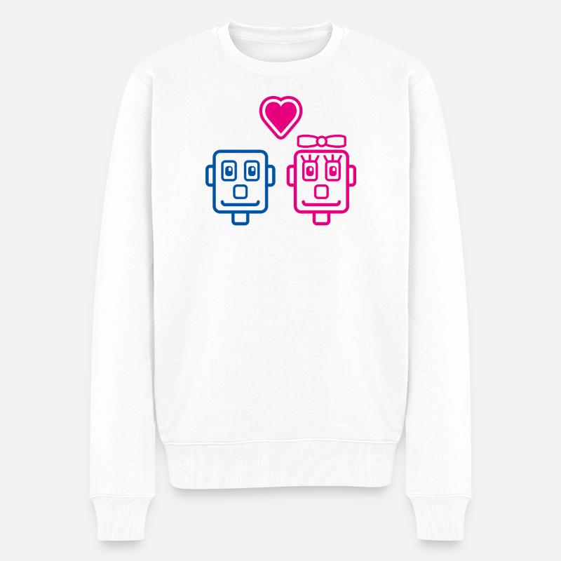 Robot Lovers von Helfspawn - Männer Premium Bio Pullover - Weiß