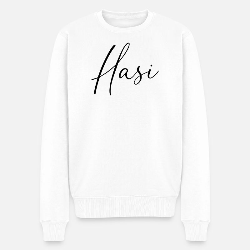 hasi / handschrift design - Männer Premium Bio Pullover - Weiß