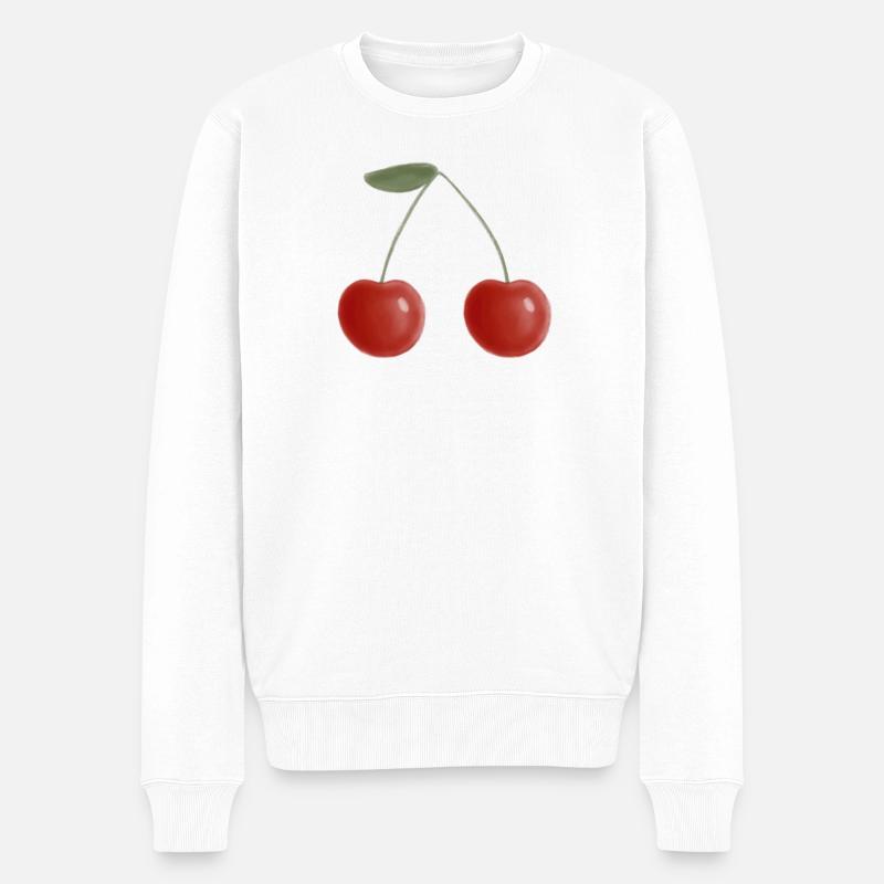 Kirschen - Männer Premium Bio Pullover - Weiß