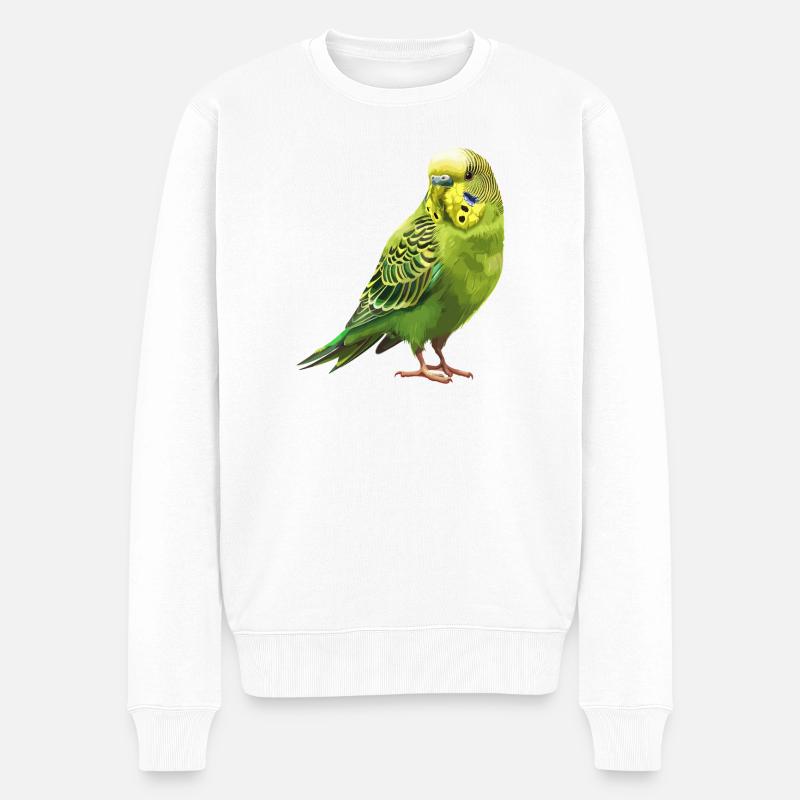 Lebensfreude Wellensittich Design - Männer Premium Bio Pullover - Weiß