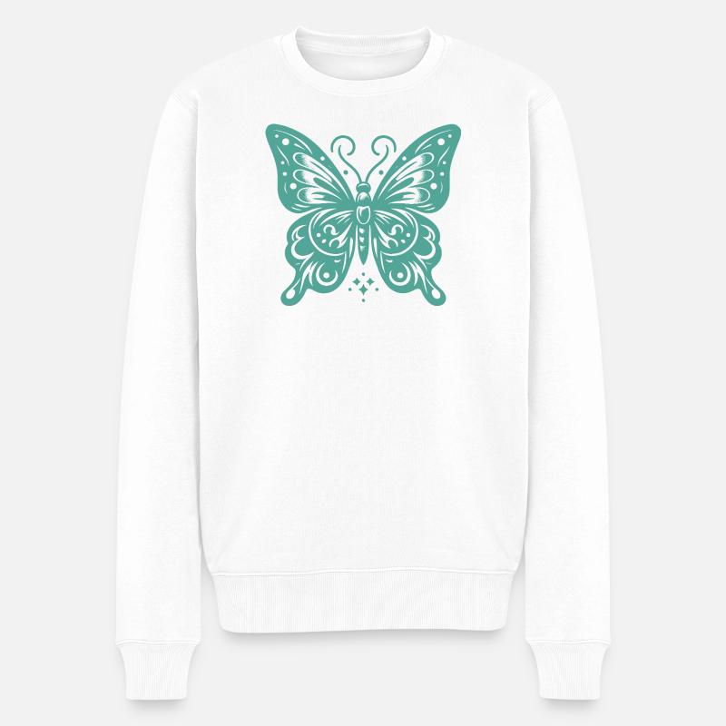 Papillon Éthéré Design pour T-Shirts - Pull Premium bio Homme - blanc