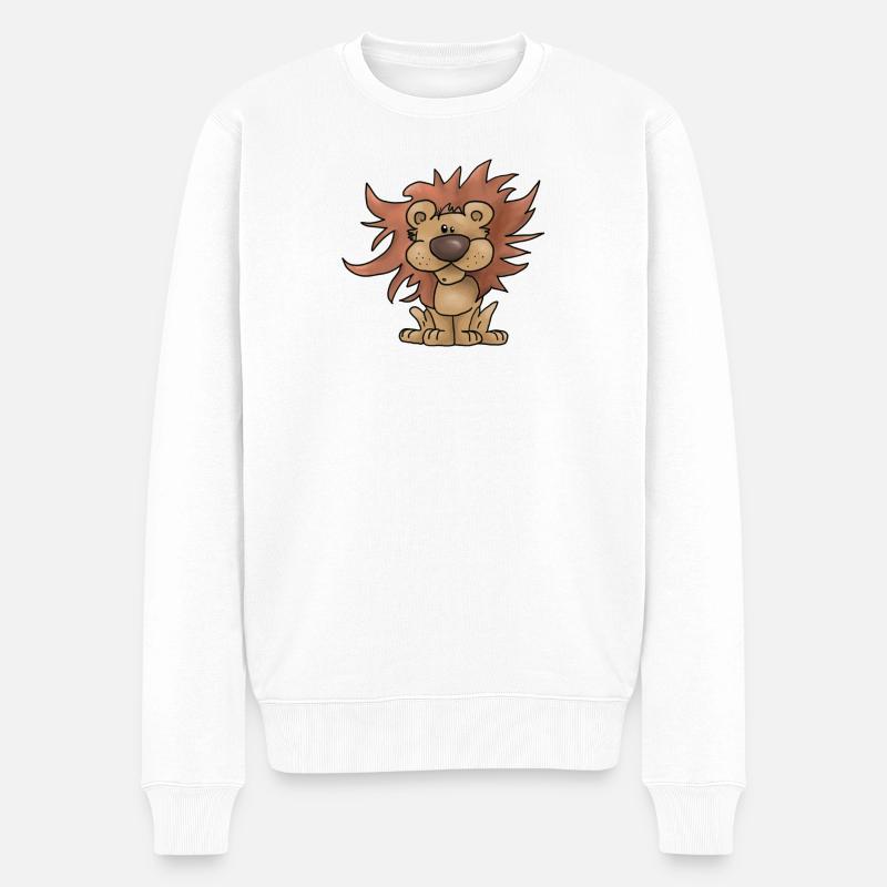 putziger_Loewe - Männer Premium Bio Pullover - Weiß