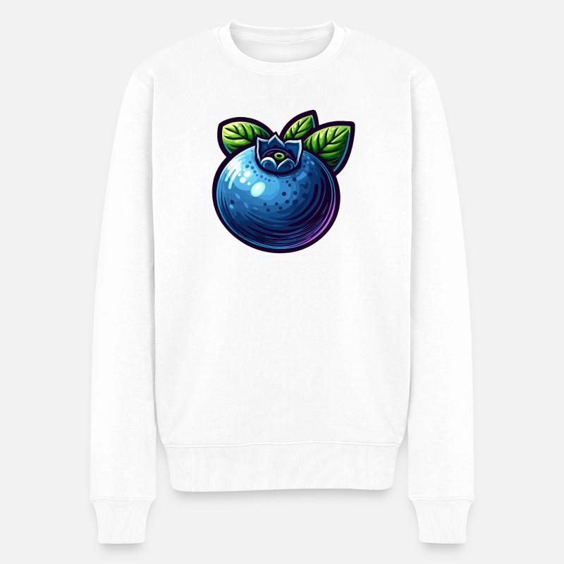 Heidelbeerfrucht Fantaisie Royale - Männer Premium Bio Pullover - Weiß
