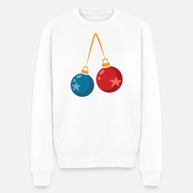 Bunte Weihnachtskugeln Deko Design - Männer Premium Bio Pullover - Weiß
