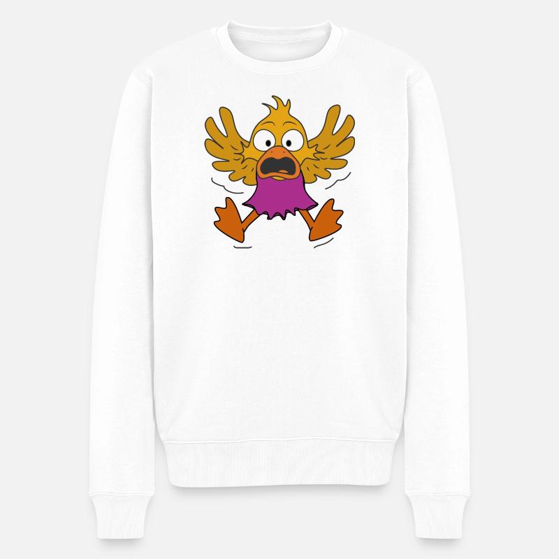 Die kleine Ente bemerkte den Betrachter - Männer Premium Bio Pullover - Weiß
