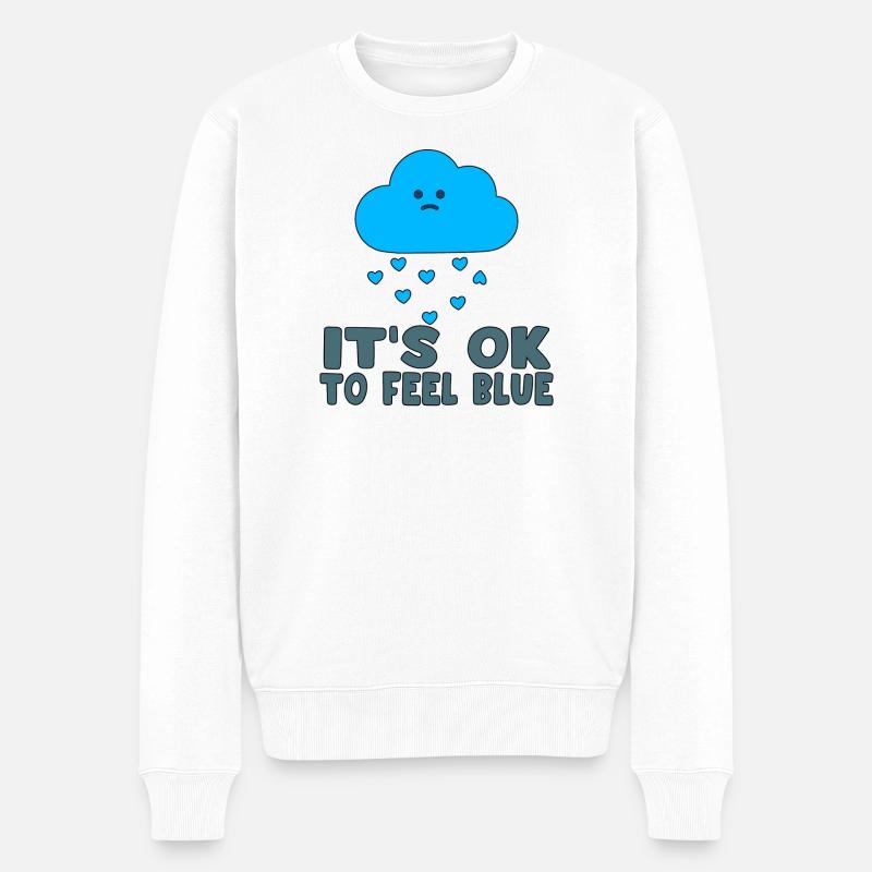 Melancholische Wolke Blaue Herzen - Männer Premium Bio Pullover - Weiß