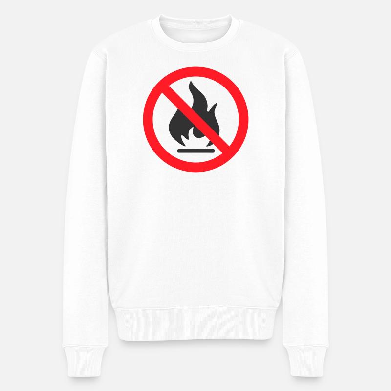 Kein Brandschutzschild - Männer Premium Bio Pullover - Weiß