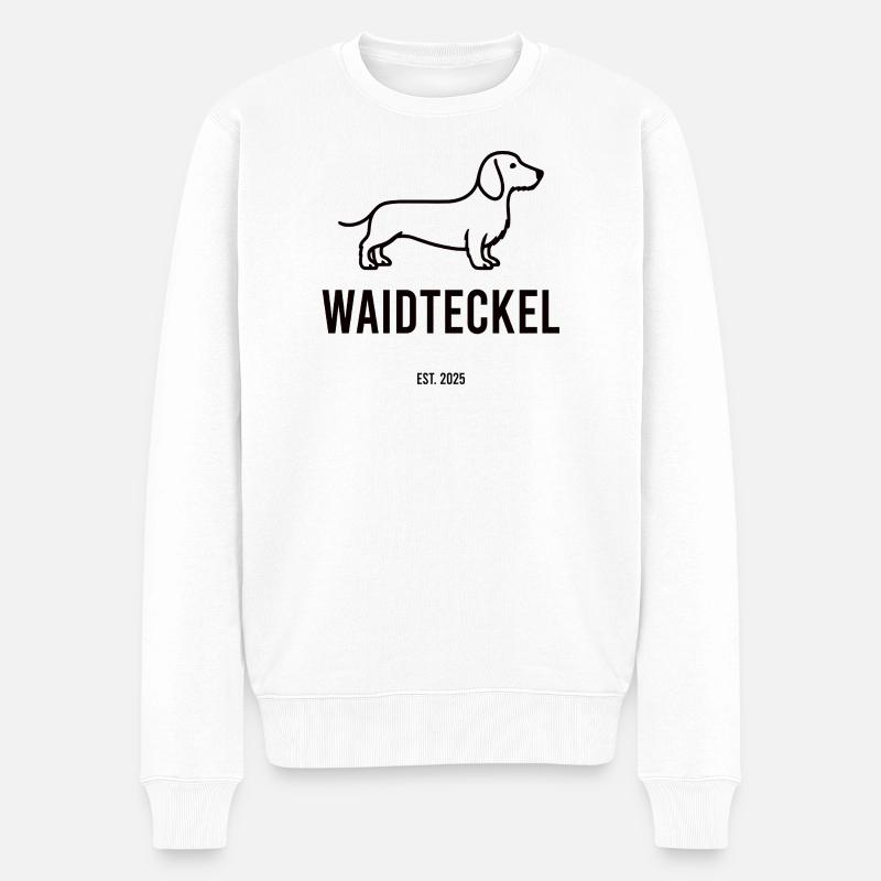 Waidteckel – Jagdliebe trifft Dackelpower. 🐾🌲 - Männer Premium Bio Pullover - Weiß