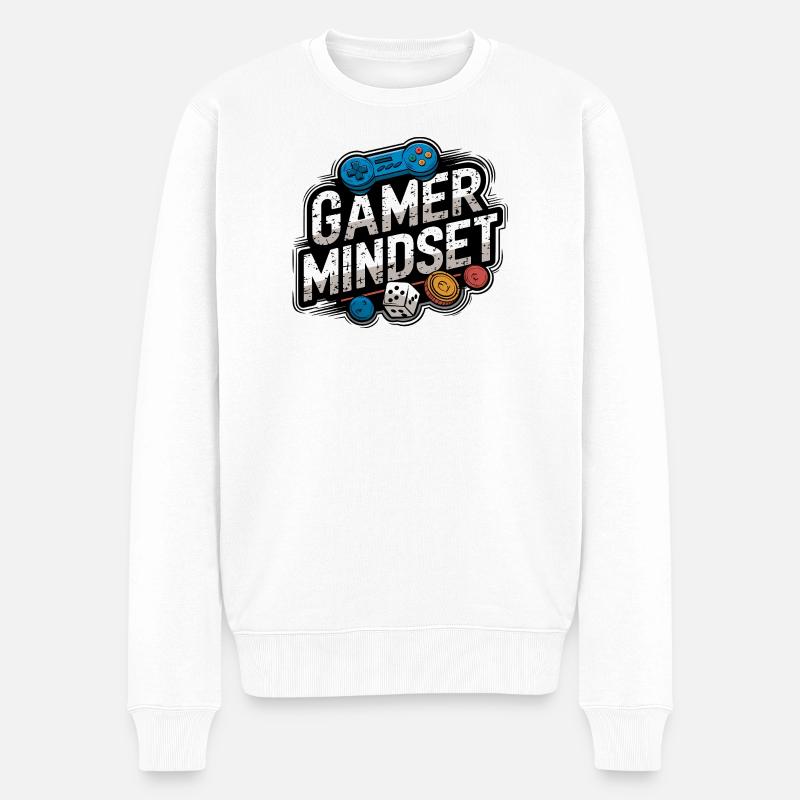 Gamer Mindset Design de jeu rétro - Pull Premium bio Homme - blanc