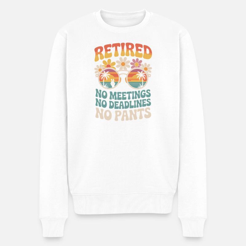 Retired Rentner Lustiger Spruch - Männer Premium Bio Pullover - Weiß