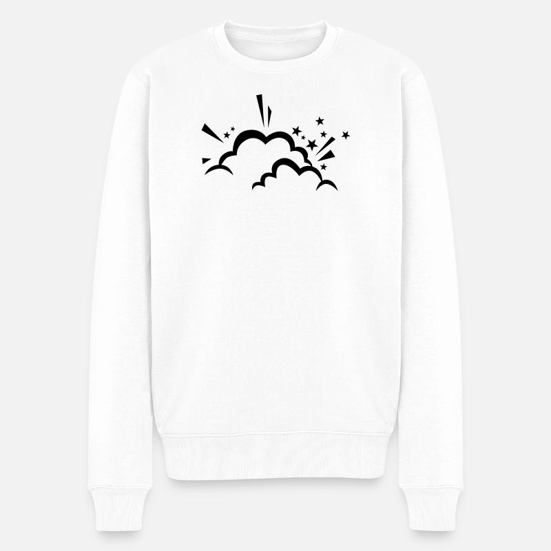 Comic Wolke nach Explosion - Männer Premium Bio Pullover - Weiß