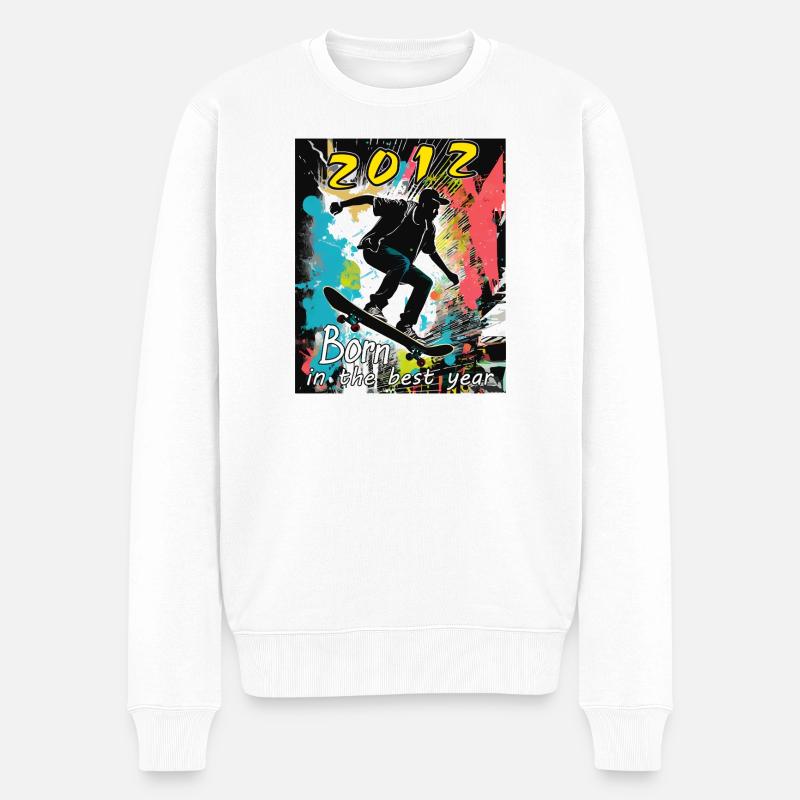 2012 SKAETER Né dans la meilleure année - Pull Premium bio Homme - blanc