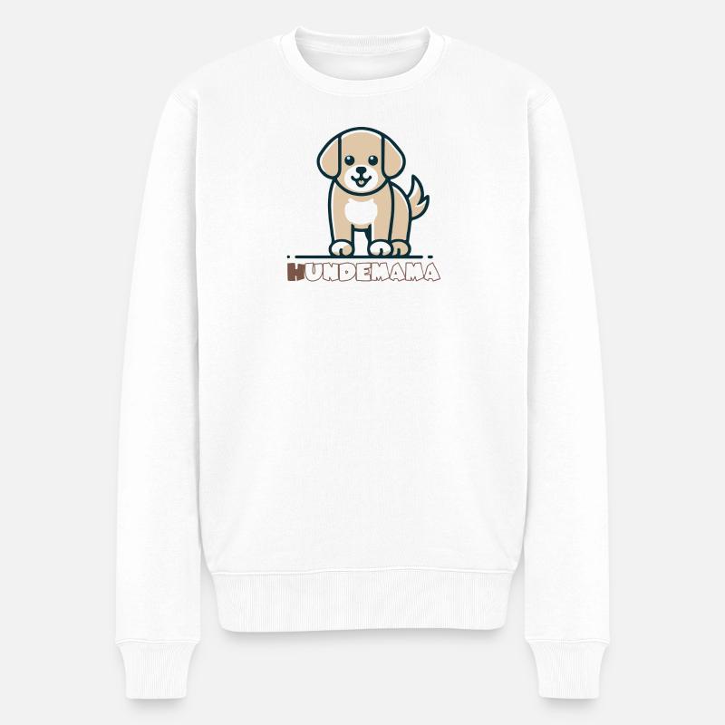 Niedlicher Hundemotiv Cartoon Design - Männer Premium Bio Pullover - Weiß
