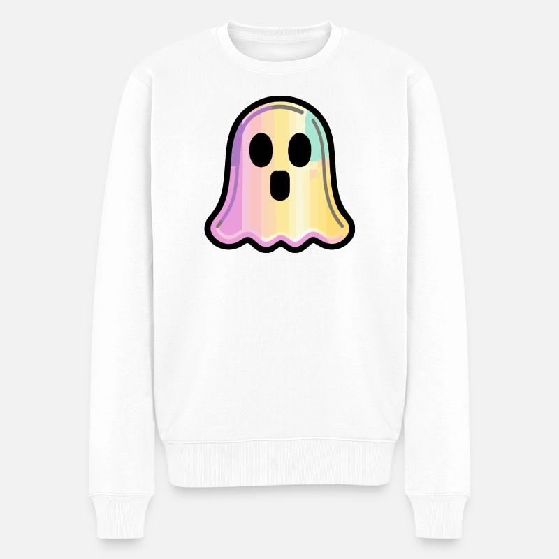 Geist Halloween Comic Süß - Männer Premium Bio Pullover - Weiß