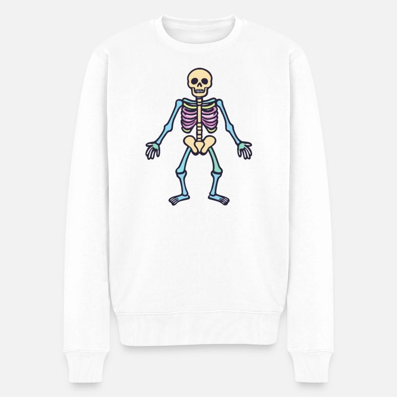 Skelett Skull - Männer Premium Bio Pullover - Weiß