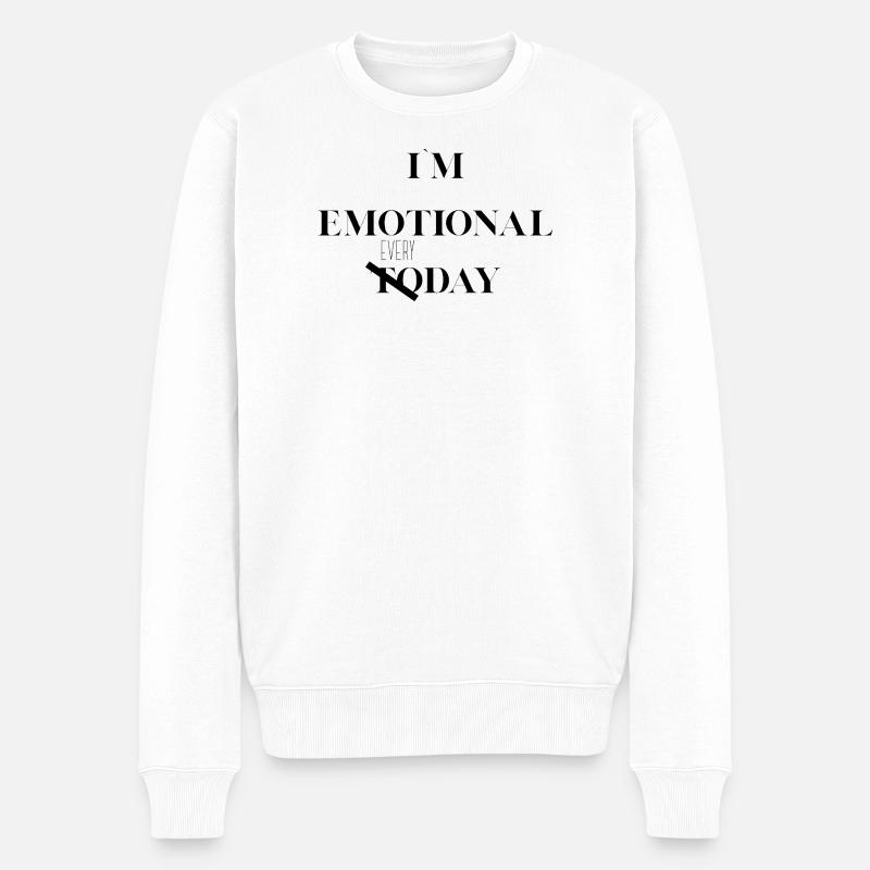 Ich bin jeden Tag emotional - Männer Premium Bio Pullover - Weiß
