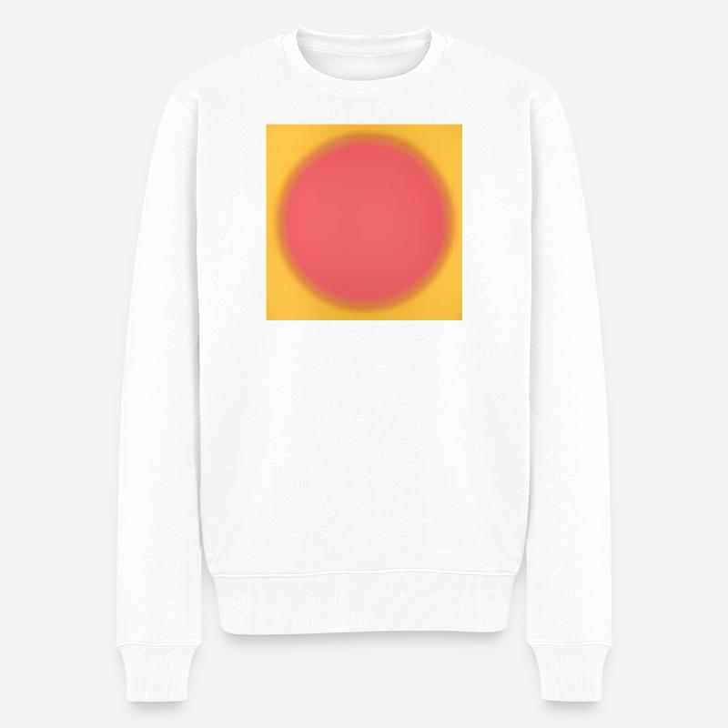 Rosa Kreis auf gelbem Hintergrund - Männer Premium Bio Pullover - Weiß