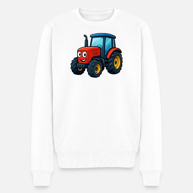 Impression de tracteur de ferme drôle - Pull Premium bio Homme - blanc