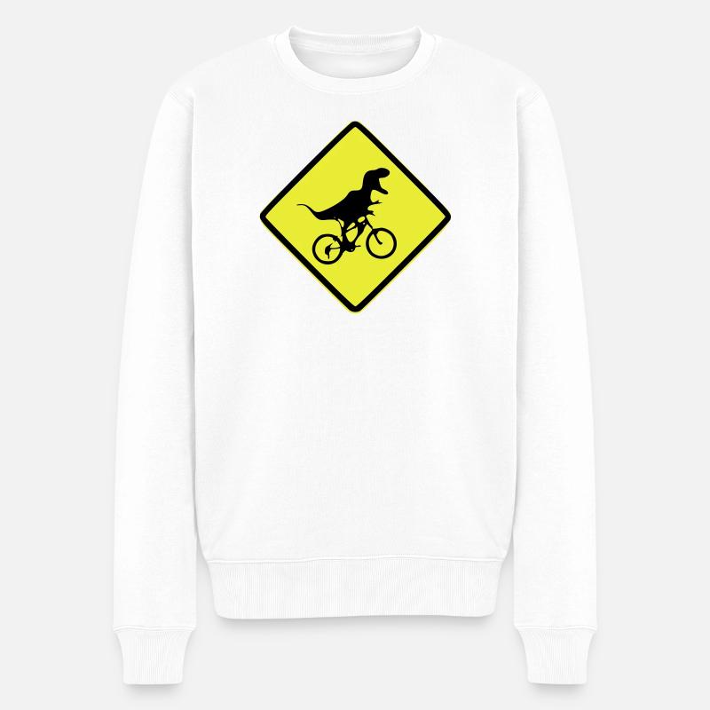 Signal de vélo T-Rex illustré - Pull Premium bio Homme - blanc