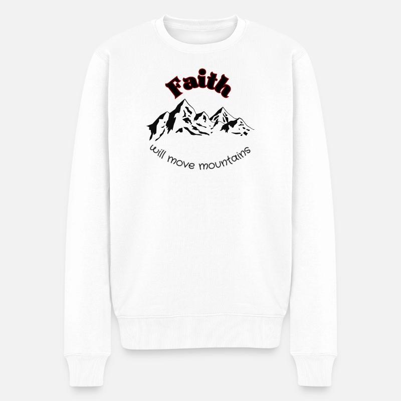 Faith will move mountains - Männer Premium Bio Pullover - Weiß