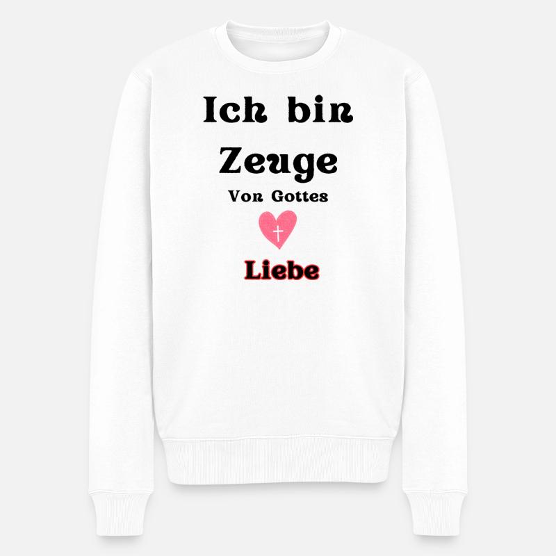 Herz mit Kreuz für Liebe und Glauben - Männer Premium Bio Pullover - Weiß