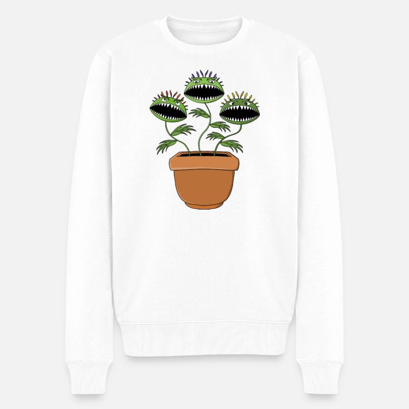 Lebendige fleischfressende Pflanze Illustration - Männer Premium Bio Pullover - Weiß