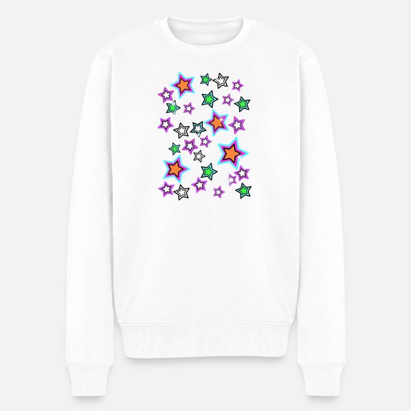 Retro Sterne 60er Weihnachten - Männer Premium Bio Pullover - Weiß