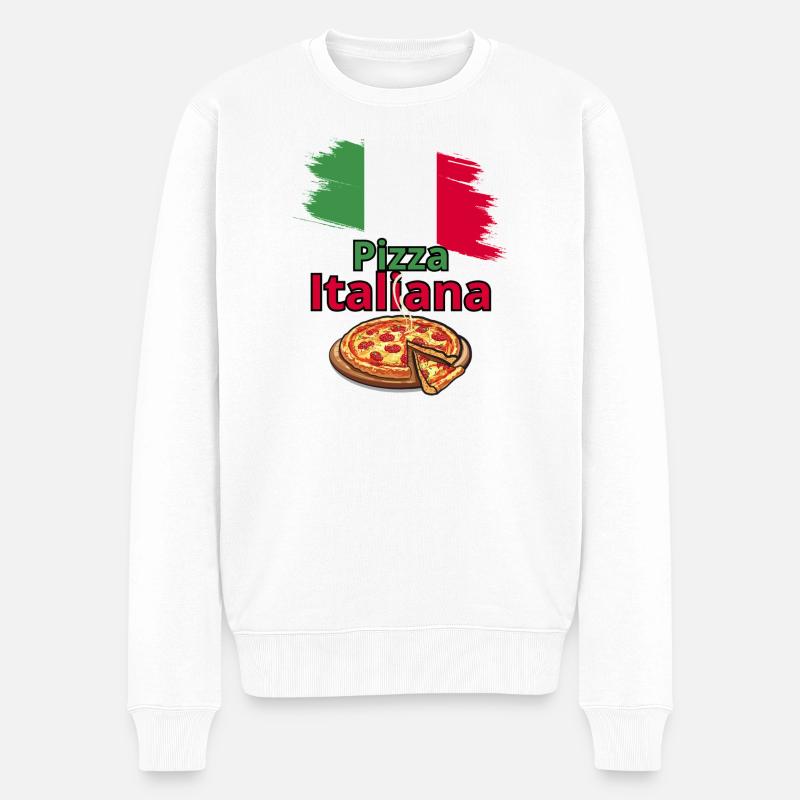 Italienisches Pizza Design mit Flagge - Männer Premium Bio Pullover - Weiß