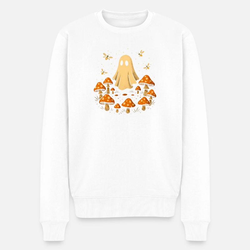 Pilz-Zauber mit Spukgeist - Männer Premium Bio Pullover - Weiß