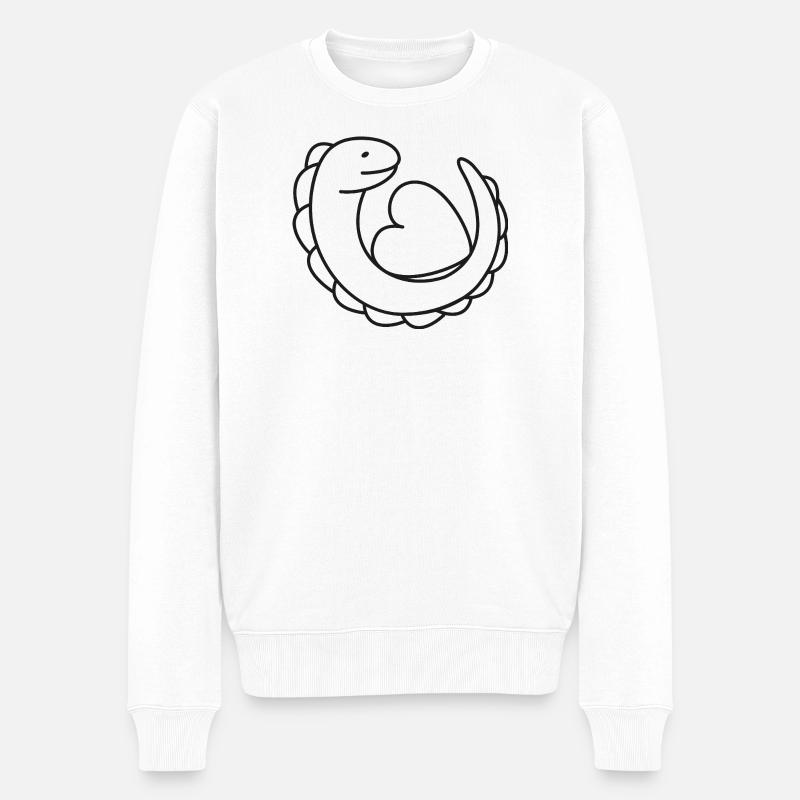 Echse mit Herz – Gecko, Liebe & Schutzsymbol - Männer Premium Bio Pullover - Weiß