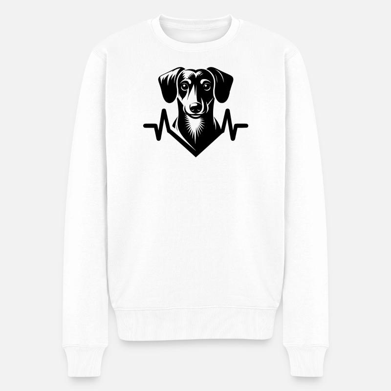 Dackel Herzschlag - Männer Premium Bio Pullover - Weiß