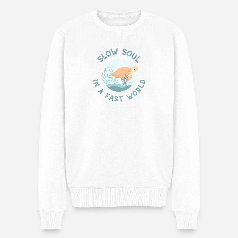 L’âme lente dans un monde rapide - Pull Premium bio Homme - blanc