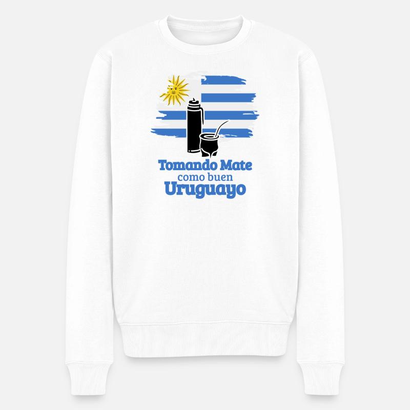 Uruguayische Art mit Mate - Männer Premium Bio Pullover - Weiß