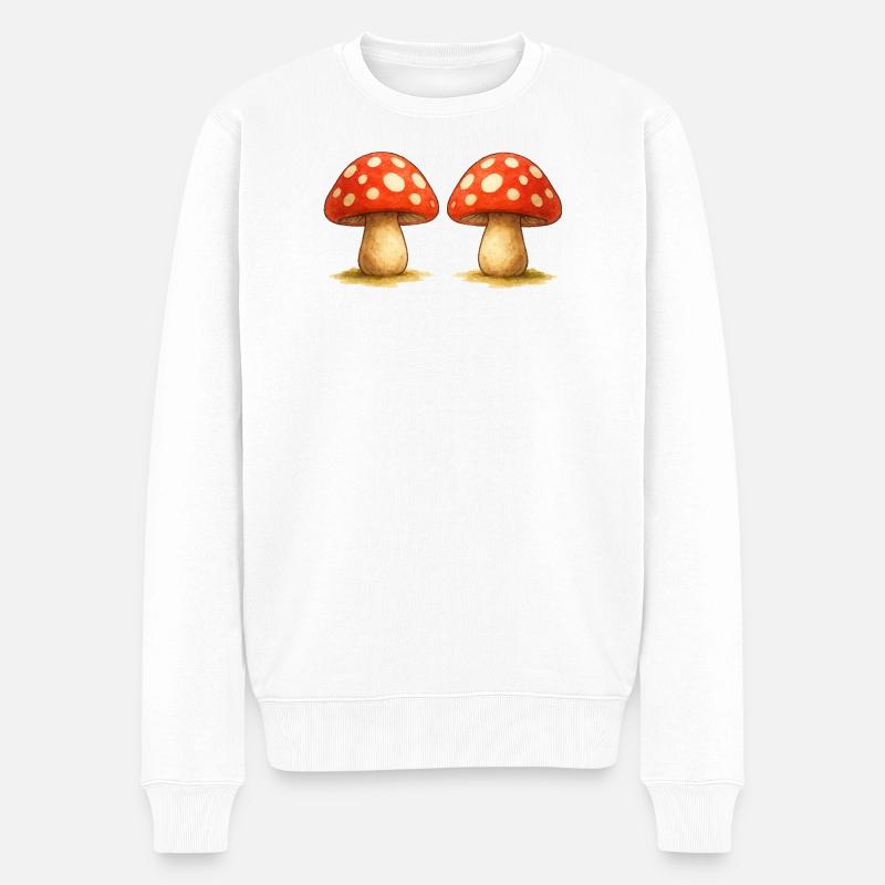 Pilz Comic - Männer Premium Bio Pullover - Weiß