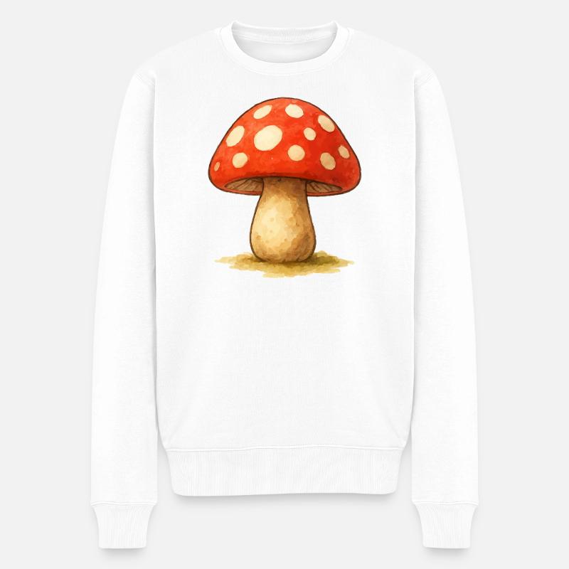 Champignon Bande dessinée Aquarelle - Pull Premium bio Homme - blanc