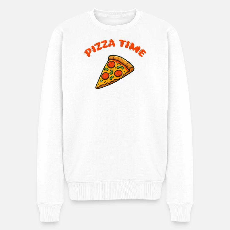 Pizza Comic - Männer Premium Bio Pullover - Weiß