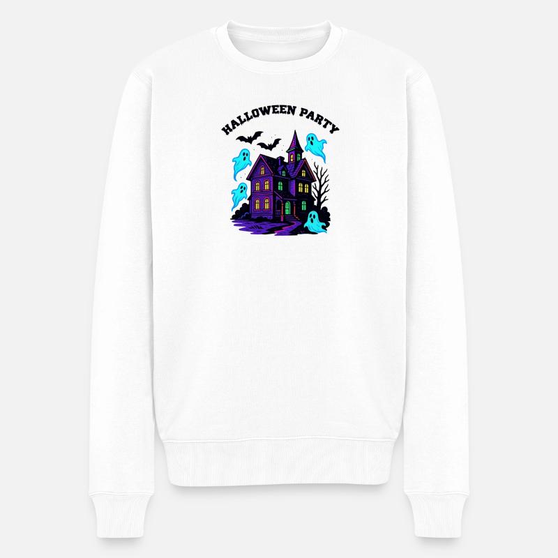 Maison hantée Halloween - Pull Premium bio Homme - blanc