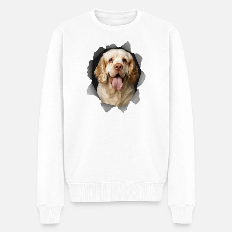 Clumber Spaniel - Männer Premium Bio Pullover - Weiß