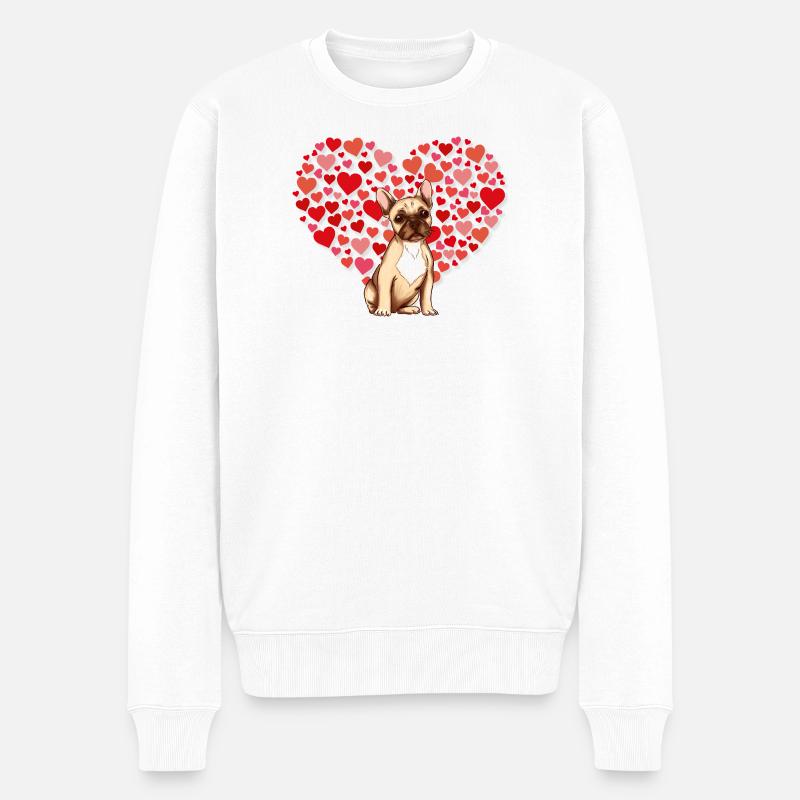 Hund mit Herz-Hintergrund - Männer Premium Bio Pullover - Weiß