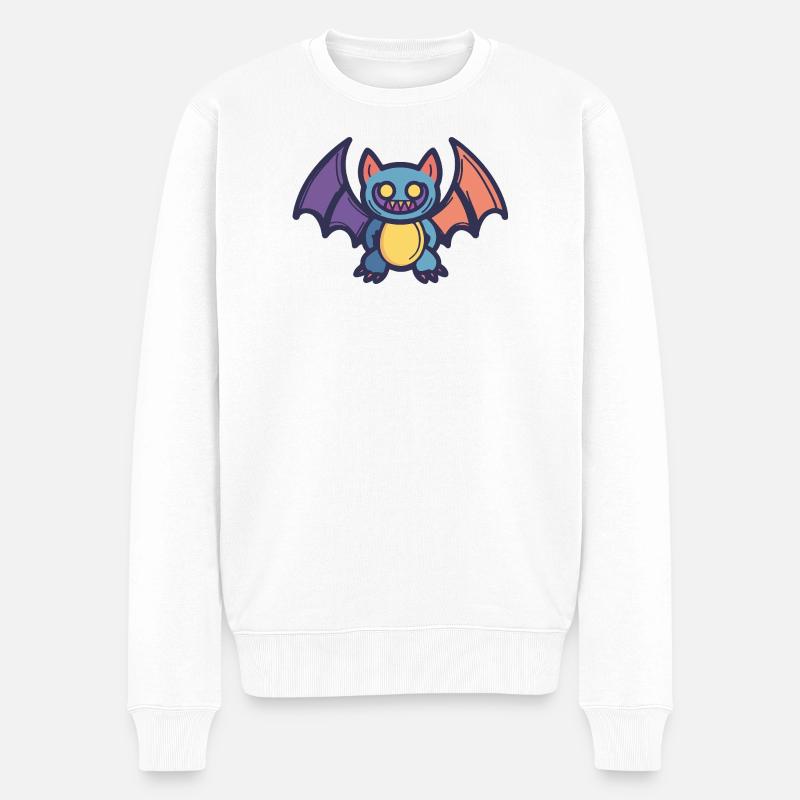 Fledermaus  - Männer Premium Bio Pullover - Weiß