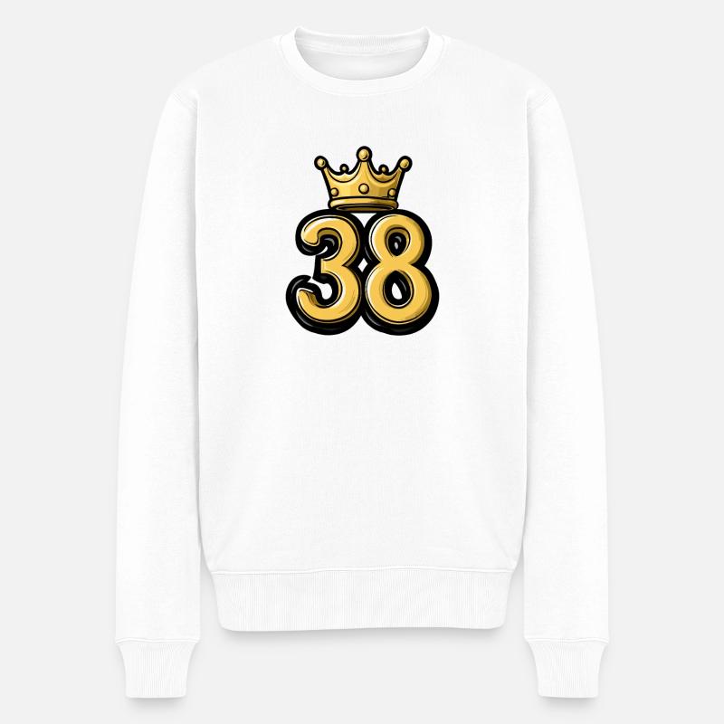 38 Zahl Krone - Männer Premium Bio Pullover - Weiß